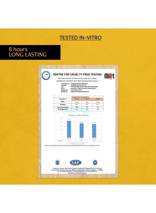 Deconstruct Gel Sunscreen for Oily skin | In - Vivo Tested SPF 50 + and PA+++ | Matte, Lightweight & Airy, Non-greasy | For oily, combination & normal skin | For Men & Women - 80g - Image 4